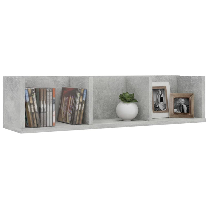 Raft de perete CD-uri, gri beton, 75x18x18 cm, lemn prelucrat - WALTI WALTI