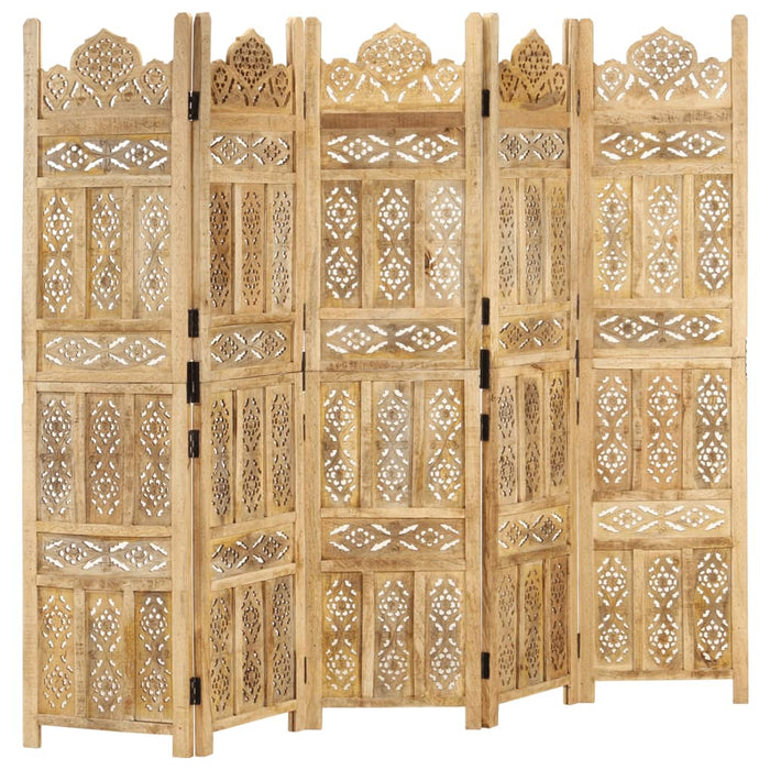 Paravan cameră sculptat manual 5 panouri 200x165 cm mango - WALTI WALTI