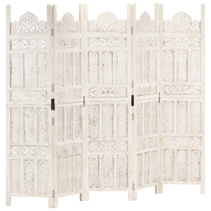 Paravan cameră sculptat manual 5 panouri alb 200x165 cm mango - WALTI WALTI