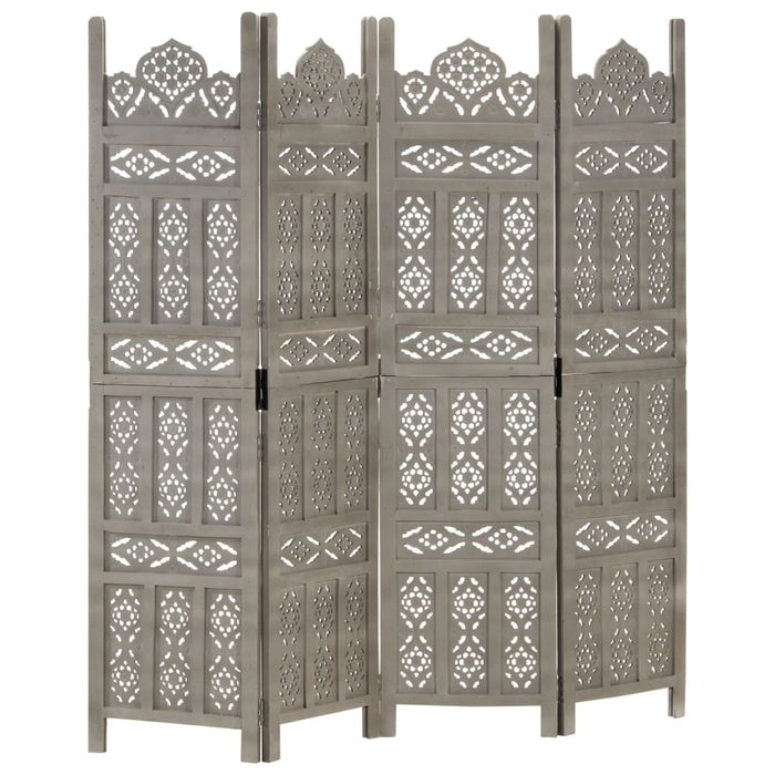 Paravan cameră sculptat manual 4 panouri gri 160x165 cm mango - WALTI WALTI