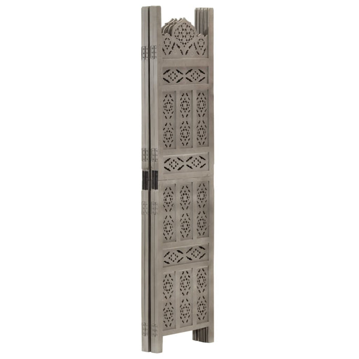 Paravan cameră sculptat manual 4 panouri gri 160x165 cm mango - WALTI WALTI