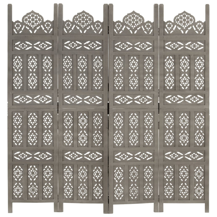 Paravan cameră sculptat manual 4 panouri gri 160x165 cm mango - WALTI WALTI