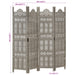 Paravan cameră sculptat manual 4 panouri gri 160x165 cm mango - WALTI WALTI