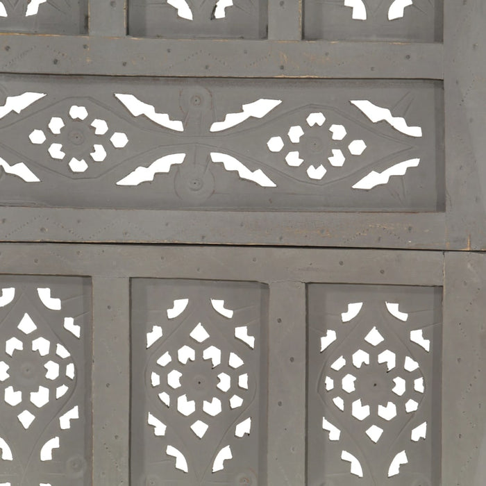 Paravan cameră sculptat manual 5 panouri gri 200x165 cm mango - WALTI WALTI