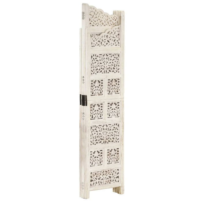 Paravan cameră sculptat manual, 4 panouri, alb 160x165 cm mango - WALTI WALTI