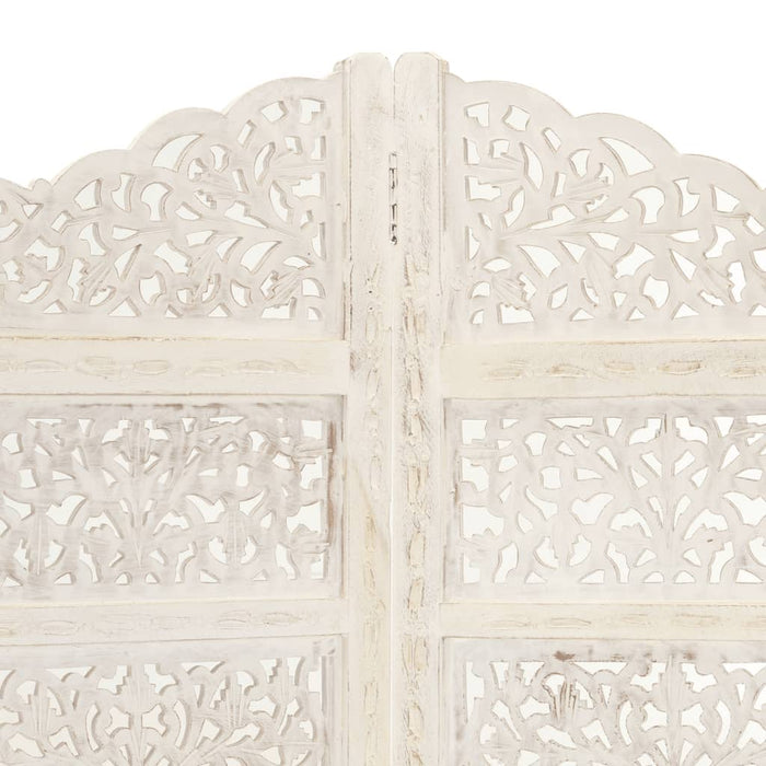 Paravan cameră sculptat manual, 4 panouri, alb 160x165 cm mango - WALTI WALTI