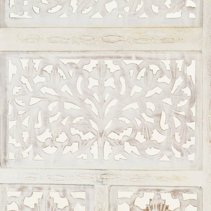 Paravan cameră sculptat manual, 4 panouri, alb 160x165 cm mango - WALTI WALTI