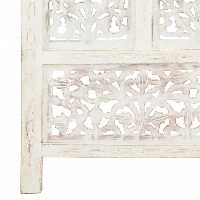 Paravan cameră sculptat manual, 4 panouri, alb 160x165 cm mango - WALTI WALTI