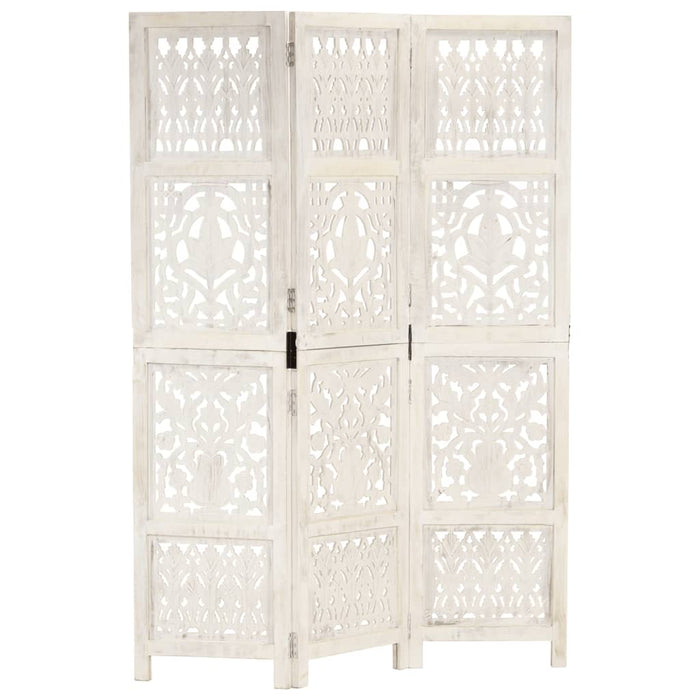 Paravan cameră sculptat manual 3 panouri alb 120x165 cm mango - WALTI WALTI