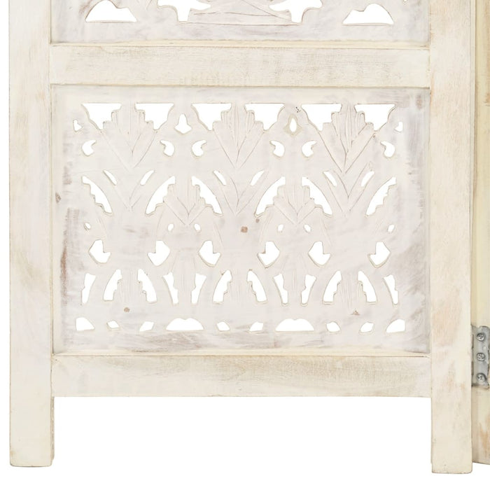Paravan cameră sculptat manual 3 panouri alb 120x165 cm mango - WALTI WALTI