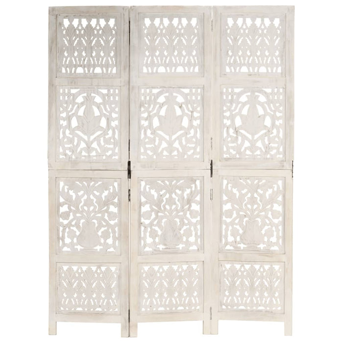 Paravan cameră sculptat manual 3 panouri alb 120x165 cm mango - WALTI WALTI