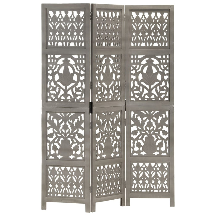 Paravan cameră sculptat manual 3 panouri gri 120x165 cm mango - WALTI WALTI