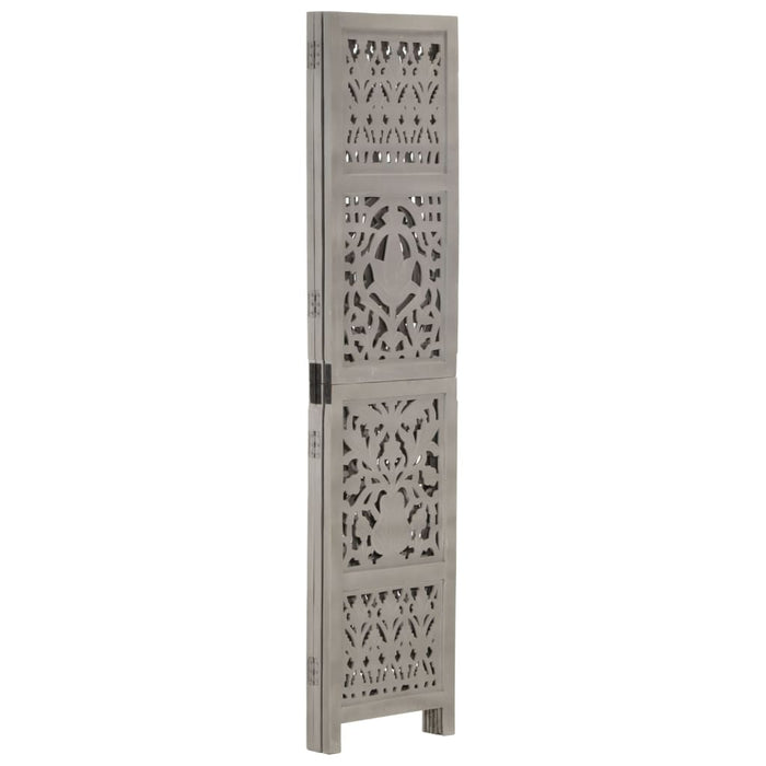 Paravan cameră sculptat manual 3 panouri gri 120x165 cm mango - WALTI WALTI