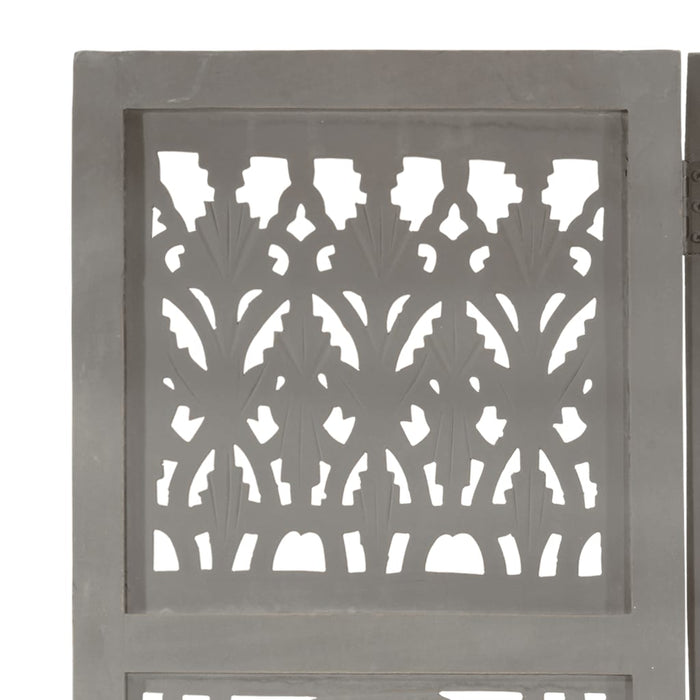 Paravan cameră sculptat manual 3 panouri gri 120x165 cm mango - WALTI WALTI