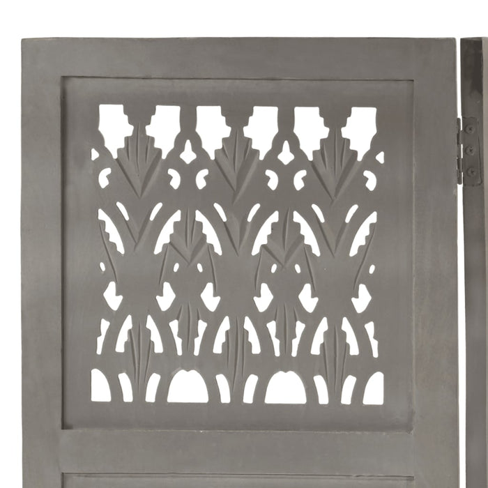 Paravan cameră sculptat manual 5 panouri gri 200x165 cm mango - WALTI WALTI