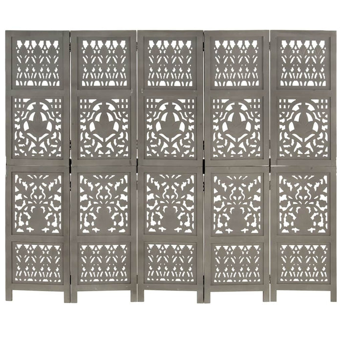 Paravan cameră sculptat manual 5 panouri gri 200x165 cm mango - WALTI WALTI