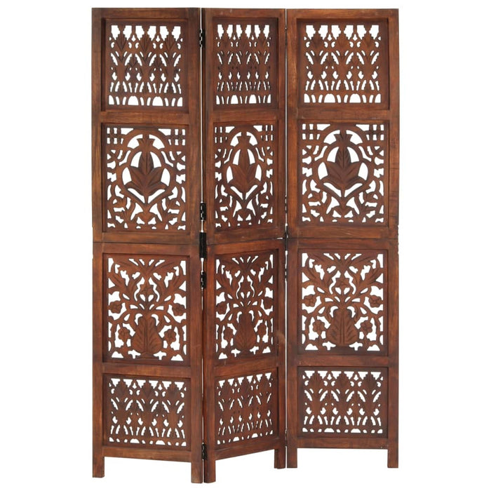 Paravan cameră sculptat manual 3 panouri maro 120x165 cm mango - WALTI WALTI