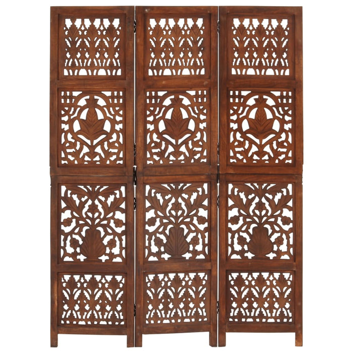 Paravan cameră sculptat manual 3 panouri maro 120x165 cm mango - WALTI WALTI