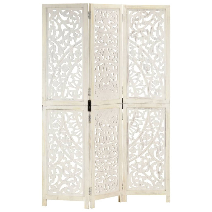 Paravan cameră sculptat manual 3 panouri alb 120x165 cm mango - WALTI WALTI