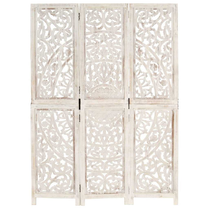 Paravan cameră sculptat manual 3 panouri alb 120x165 cm mango - WALTI WALTI