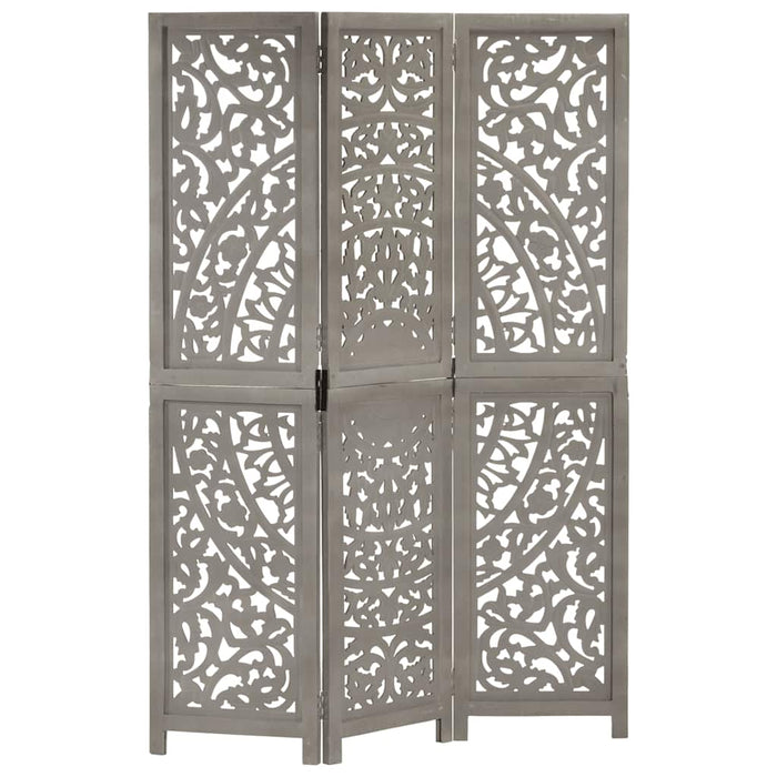 Paravan cameră sculptat manual 3 panouri gri 120x165 cm mango - WALTI WALTI