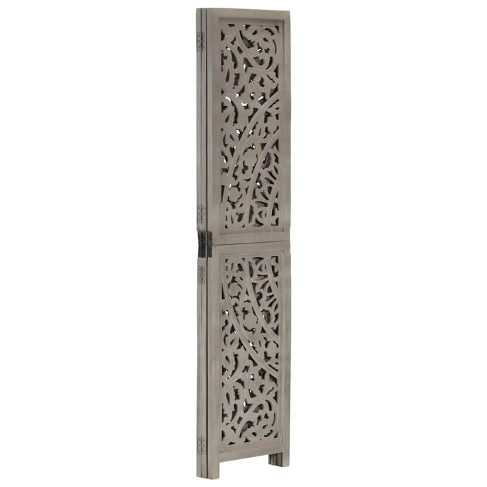 Paravan cameră sculptat manual 3 panouri gri 120x165 cm mango - WALTI WALTI