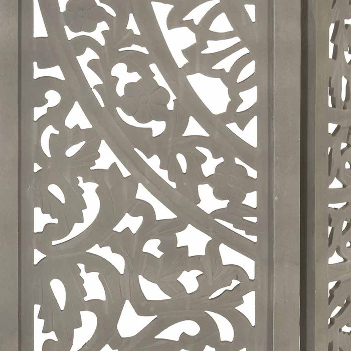 Paravan cameră sculptat manual 3 panouri gri 120x165 cm mango - WALTI WALTI