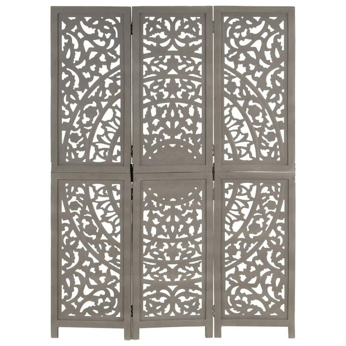 Paravan cameră sculptat manual 3 panouri gri 120x165 cm mango - WALTI WALTI