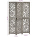 Paravan cameră sculptat manual 3 panouri gri 120x165 cm mango - WALTI WALTI