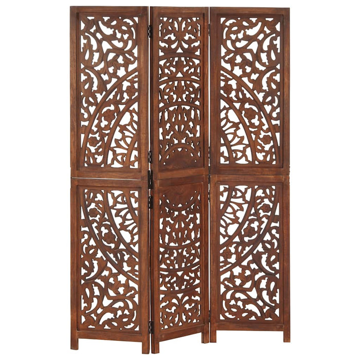 Paravan cameră sculptat manual 3 panouri maro 120x165 cm mango - WALTI WALTI