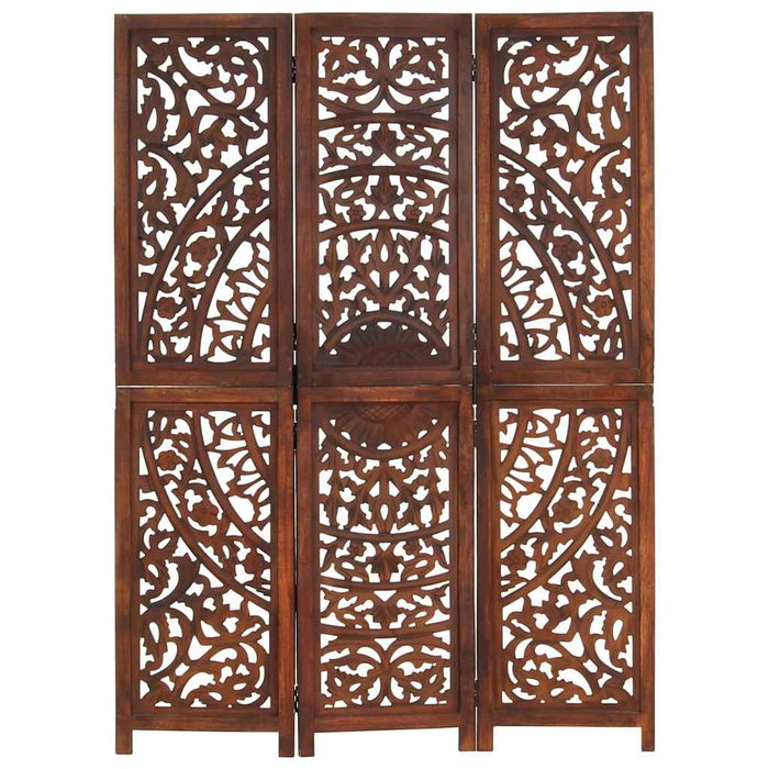 Paravan cameră sculptat manual 3 panouri maro 120x165 cm mango - WALTI WALTI