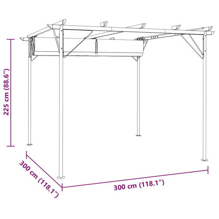 Pergolă cu acoperiș retractabil, alb crem, 3 x 3 m, oțel - WALTI WALTI
