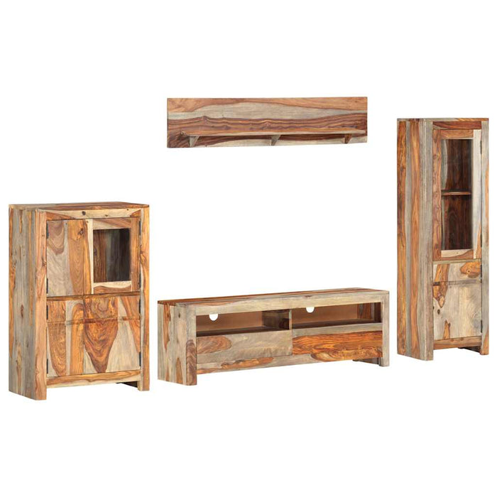 Set cu unitate TV, 4 piese, lemn masiv WALTI