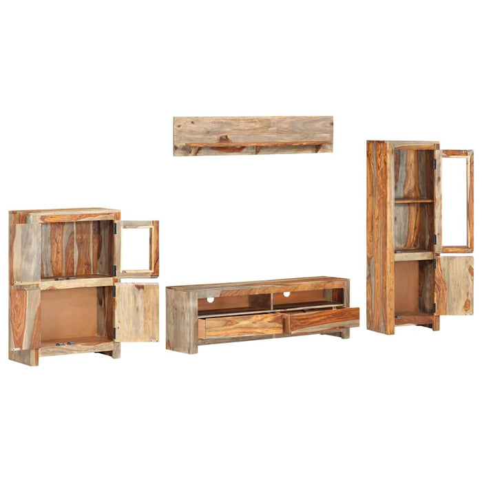 Set cu unitate TV, 4 piese, lemn masiv WALTI