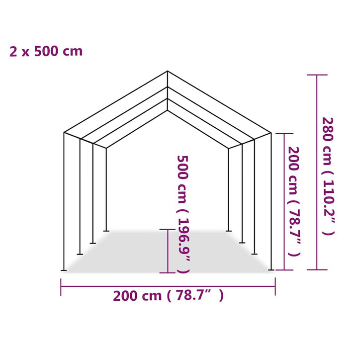Cort de petrecere, alb, 2 x 5 m, PE WALTI