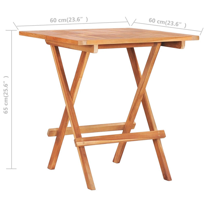 Masă de bistro pliabilă, 60 x 60 x 65 cm, lemn masiv de tec - WALTI WALTI