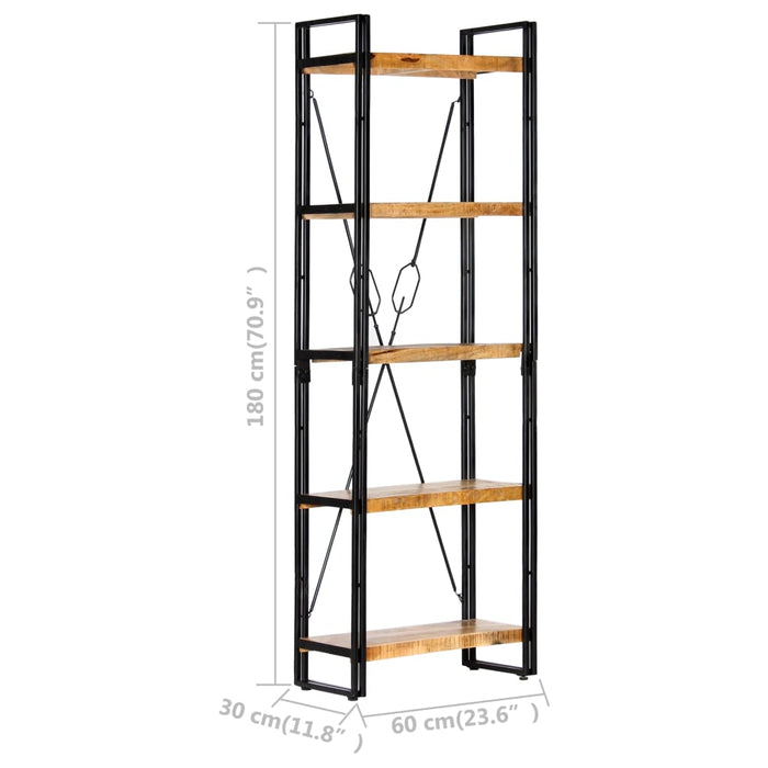 Bibliotecă cu 5 rafturi, 60 x 30 x 180 cm, lemn masiv de mango - WALTI WALTI