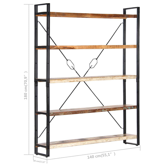 Bibliotecă cu 5 rafturi, 140 x 30 x 180 cm, lemn masiv reciclat - WALTI WALTI