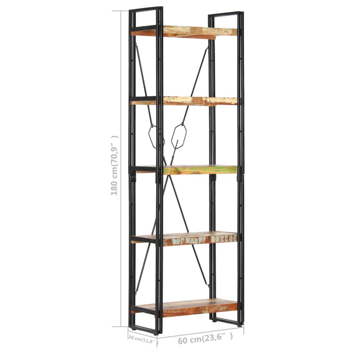 Bibliotecă cu 5 rafturi, 60 x 30 x 180 cm, lemn masiv reciclat - WALTI WALTI