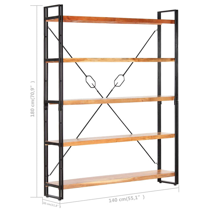 Bibliotecă cu 5 rafturi, 140x30x180 cm, lemn masiv de acacia - WALTI WALTI