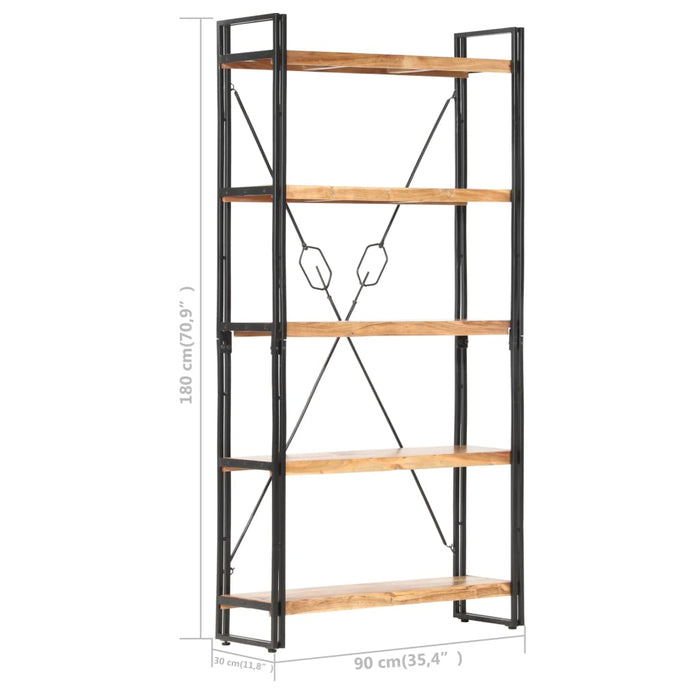Bibliotecă cu 5 rafturi, 90 x 30 x 180 cm, lemn masiv de acacia - WALTI WALTI