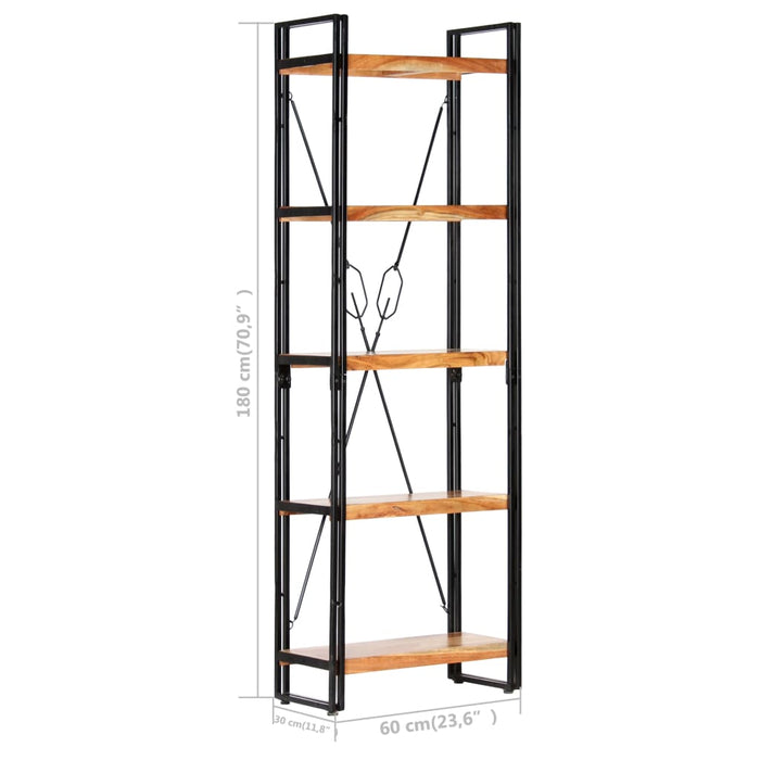Bibliotecă cu 5 rafturi, 60 x 30 x 180 cm, lemn masiv de acacia - WALTI WALTI