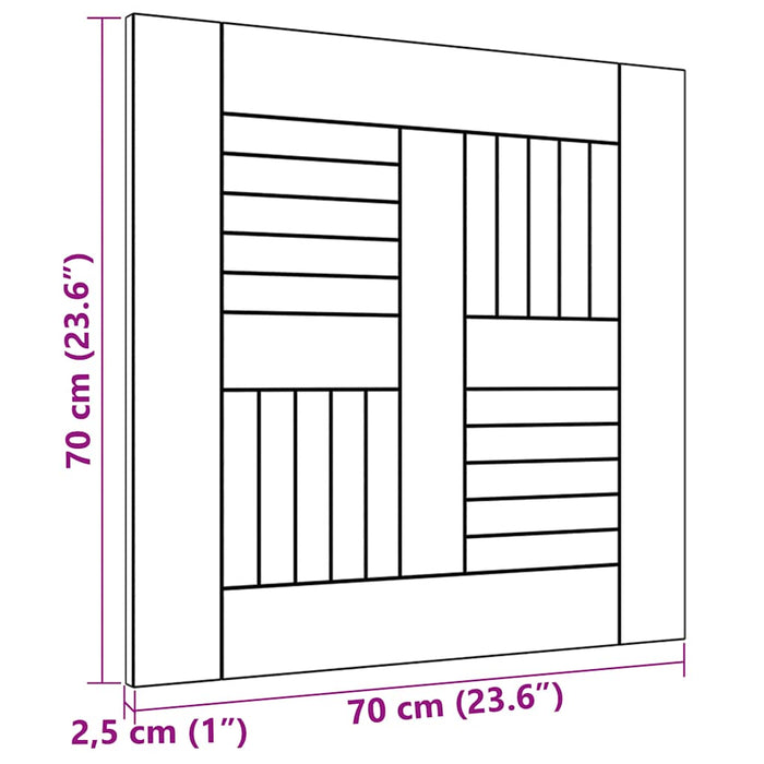Blat de masă, 70 x 70 x 2,5 cm, lemn masiv de tec - WALTI WALTI