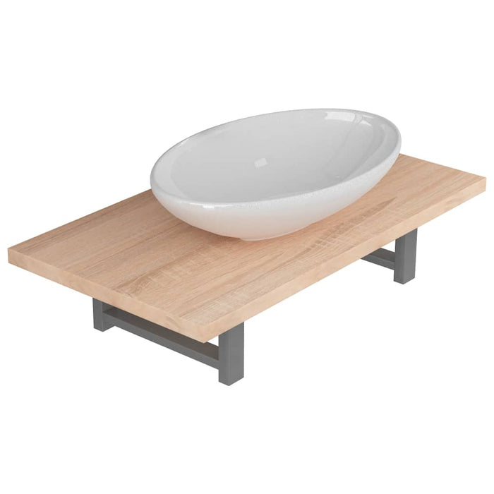 Set mobilier de baie din două piese, stejar, ceramică - WALTI WALTI