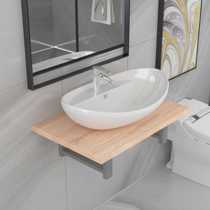 Set mobilier de baie din două piese, stejar, ceramică - WALTI WALTI