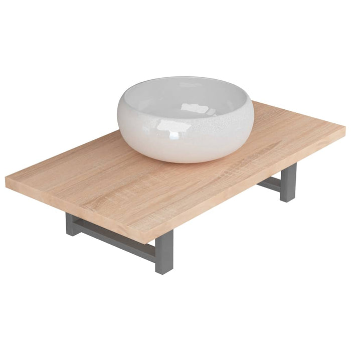 Set mobilier de baie din două piese, stejar, ceramică - WALTI WALTI