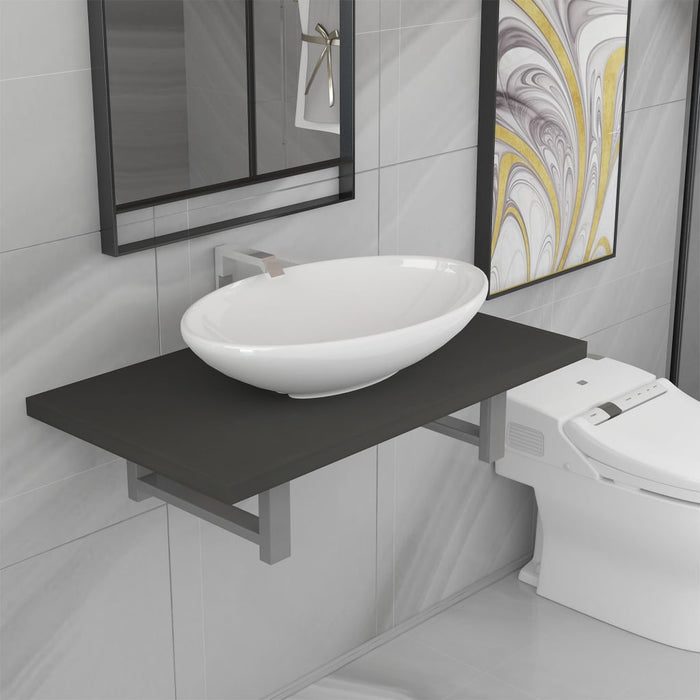 Set mobilier de baie, 2 piese, gri, ceramică - WALTI WALTI
