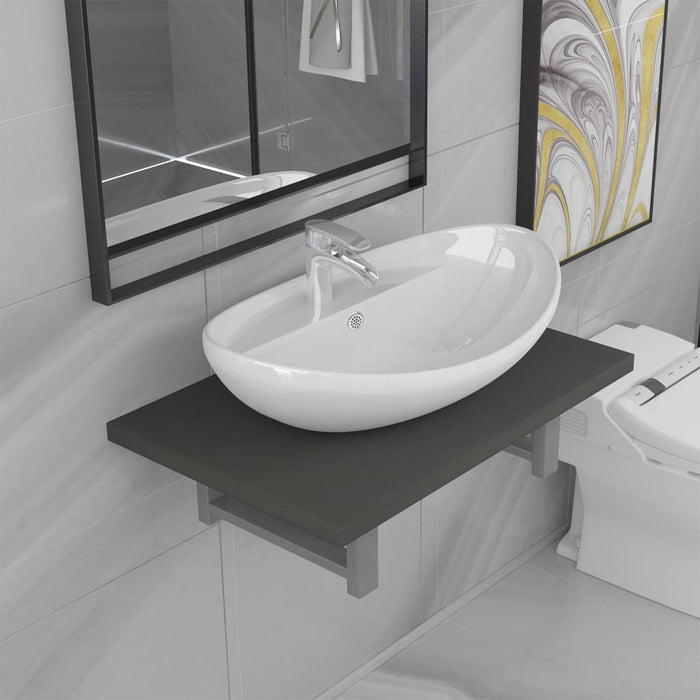 Set mobilier de baie, 2 piese, gri, ceramică - WALTI WALTI