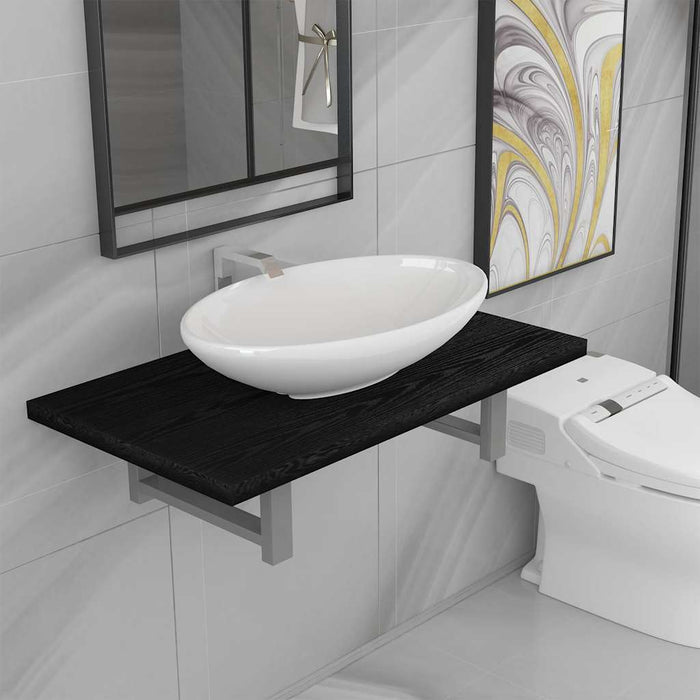 Set mobilier de baie, 2 piese, negru, ceramică - WALTI WALTI