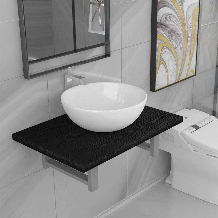 Set mobilier de baie, 2 piese, negru, ceramică - WALTI WALTI